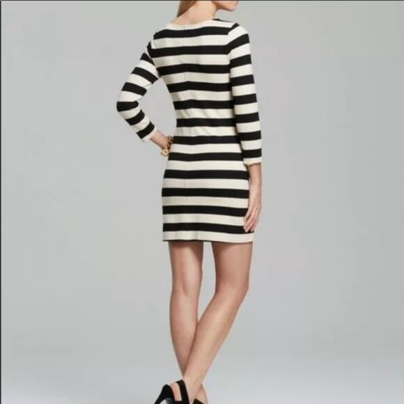 Theory Zamora Onitia Striped Shift Cream/Black Dress - Picture 2 of 10